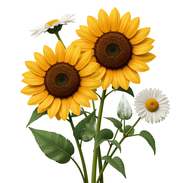 Free transparent PNG: Sunflower and Daisy PNG Clipart  Perfect for Nature Themes in Crafts, Education  Decor