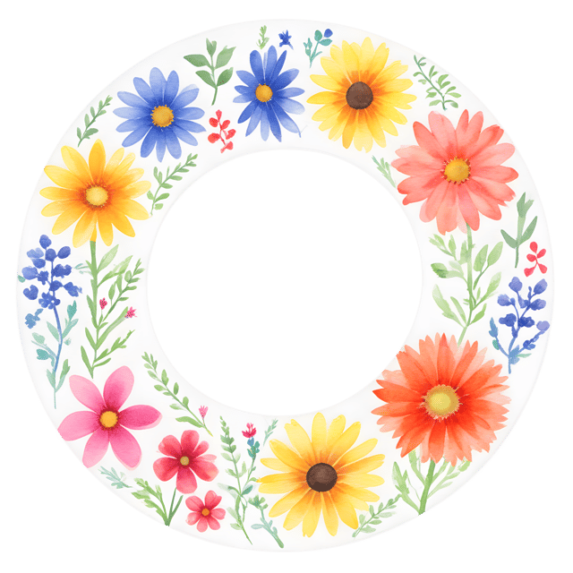 Free transparent PNG: Colorful Wildflowers in Harmonious Loop PNG Design