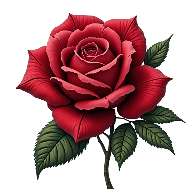 Free transparent PNG: Elegant Vintage Rose Clipart with Deep Crimson Petals for Floral and Decorative Use