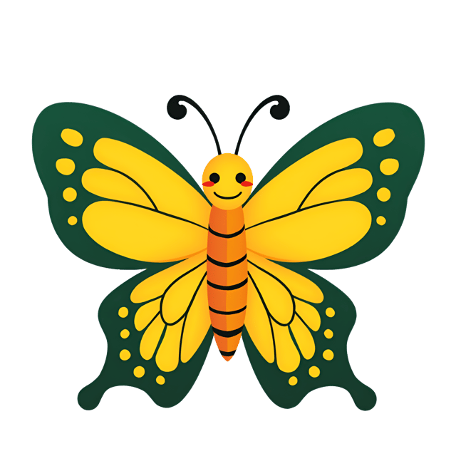 Free transparent PNG: Cheerful Butterfly PNG Illustration with Yellow and Green Wings