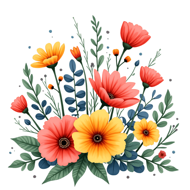 Free transparent PNG: Vibrant Wild Flower Arrangement Watercolor Illustration