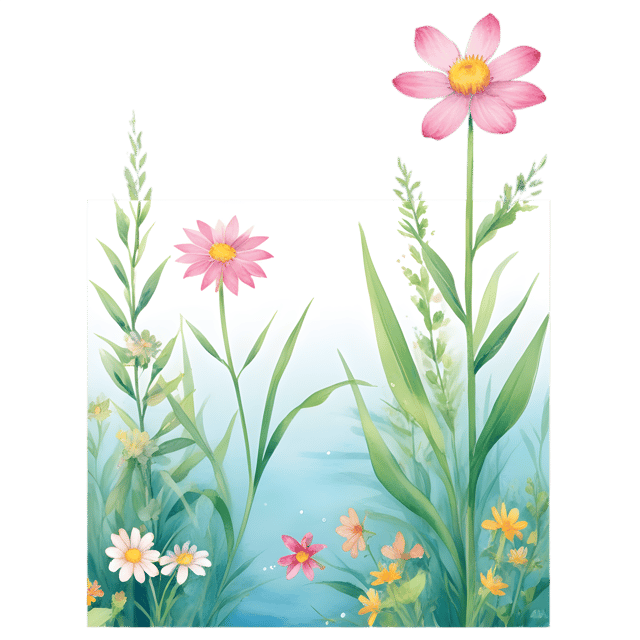 Free transparent PNG: Tranquil Waters with Vibrant Wildflowers PNG Background