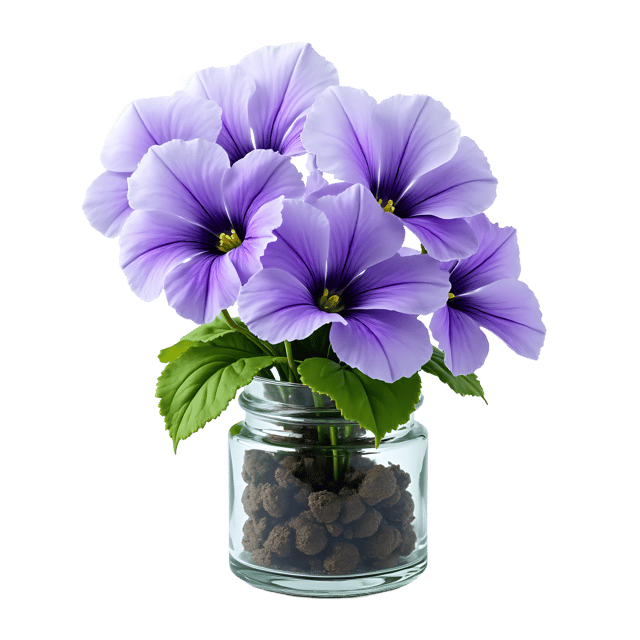 Free transparent PNG: Violets in Tiny Glass Jar Transparent Background PNG