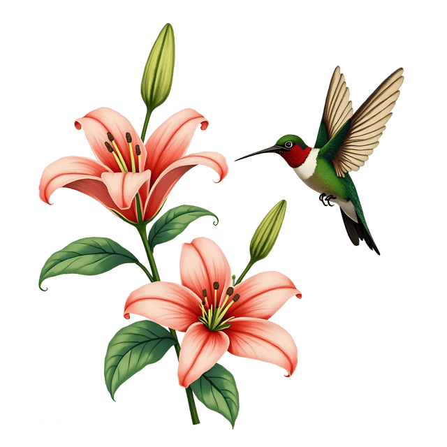 Free transparent PNG: Chinoiserie Lily and Hummingbird PNG Clipart  Exquisite Asian-Inspired Design Elements