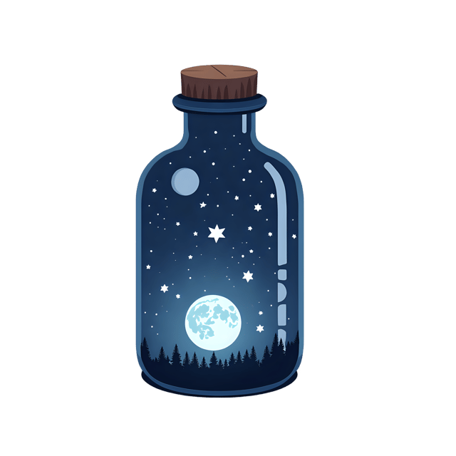 Free transparent PNG: Moon and Stars in a Bottle PNG  Unique Night Sky Decor for Astronomy Lovers