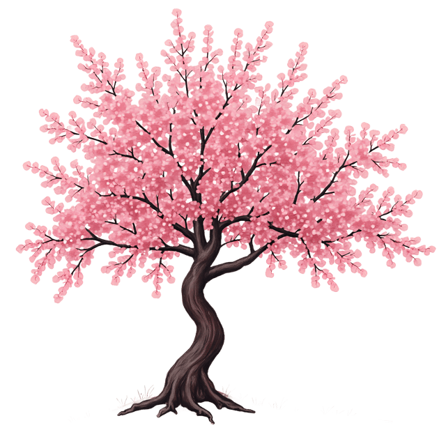 Free transparent PNG: Blooming Cherry Tree Felt-tip Pen Illustration with Transparent Background