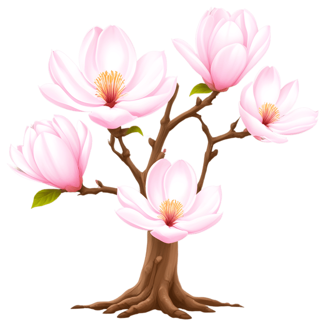Free transparent PNG: Magnolia Tree Blossom PNG with Transparent Background for Spring and Botanical Design