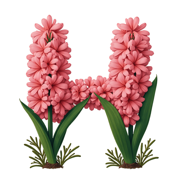 Free transparent PNG: Hyacinth H Letter Blooms PNG with Transparent Background