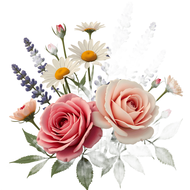 Free transparent PNG: Rose, Daisy, and Lavender Flowers PNG Clipart  Ideal for Floral Design, Crafts, Education  Decor