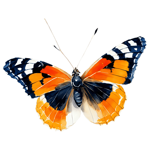 Free transparent PNG: Red Admiral Butterfly Watercolor Illustration – Transparent Background Clipart