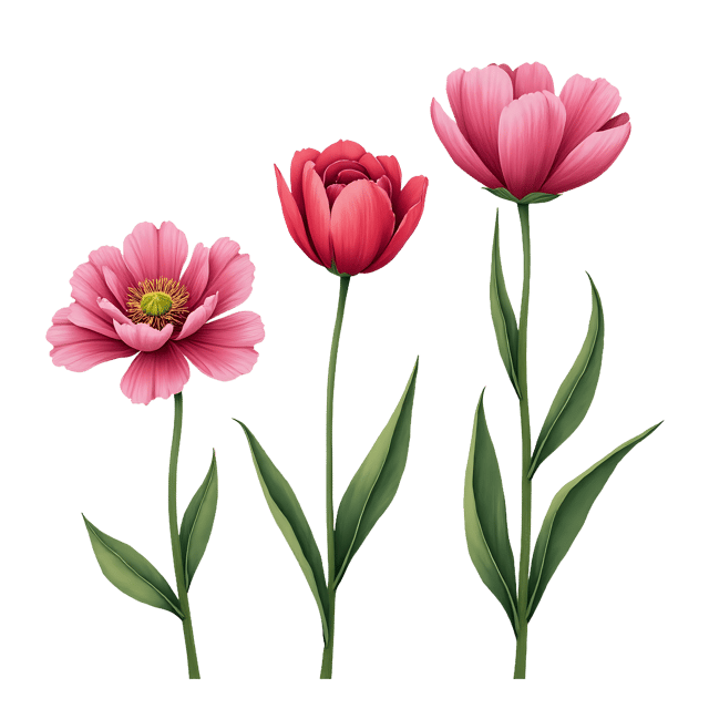 Free transparent PNG: Peony, Rose, and Tulip PNG Clipart  Perfect for Floral Design  Crafts