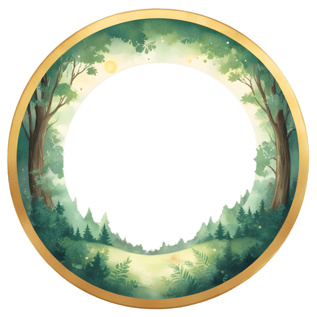 Free transparent PNG: Golden Light Ring Serene Forest PNG Design for Nature and Decorative Art