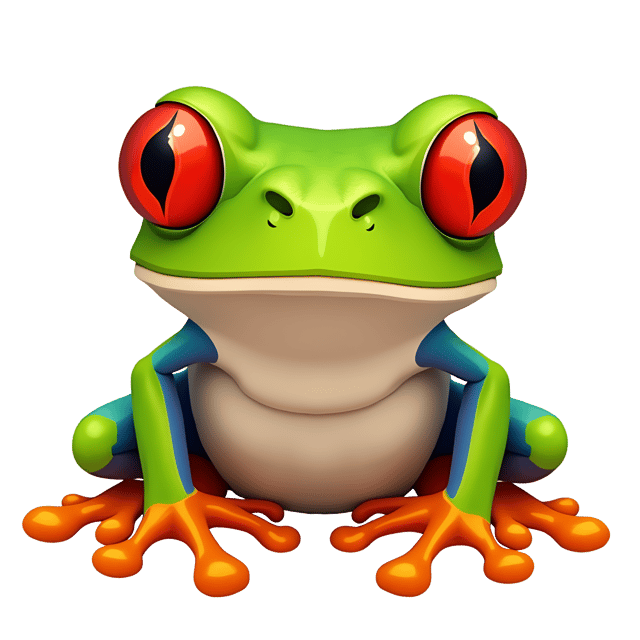 Free transparent PNG: Mischievous Red-Eyed Tree Frog PNG Illustration with Sticky Pads and Bright Orange Feet