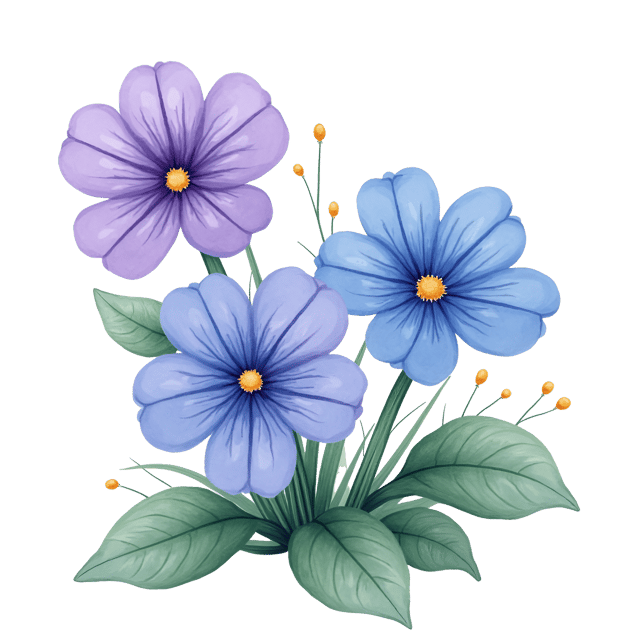 Free transparent PNG: Violets Cartoon and Watercolor Illustration Design for Floral Art