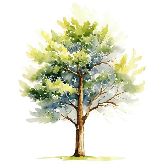 Free transparent PNG: Oak Tree Watercolor Illustration – Transparent PNG for Nature Lovers