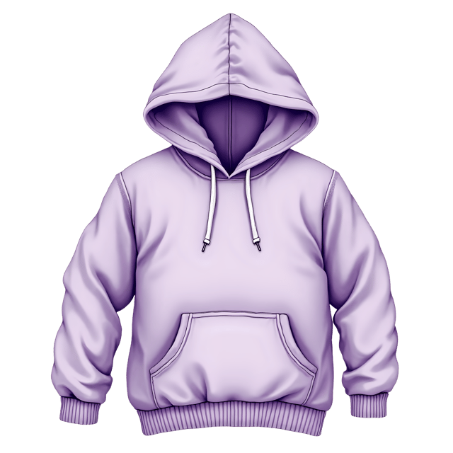 Free transparent PNG: Soft Lavender Hoodie with White Drawstrings and Kangaroo Pouch PNG