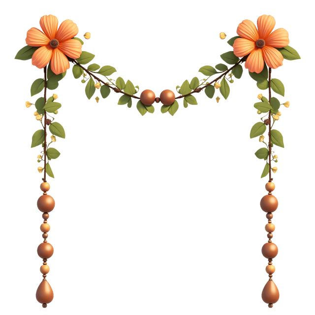 Free transparent PNG: Hanging Floral Garland with Wooden Beads  Decorative Clipart, free download png
