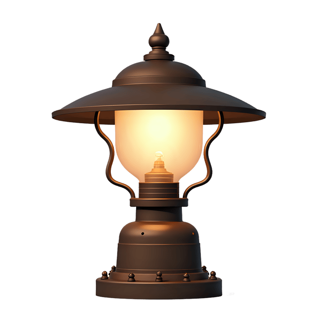 Free transparent PNG: Bronze Steampunk Lamp with Glass Shade and Industrial Design PNG Image