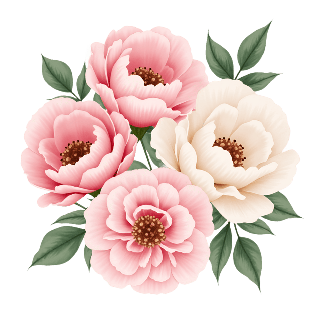 Free transparent PNG: Blush Pink Roses with Ivory Peonies  Floral Clipart, free downloadable png