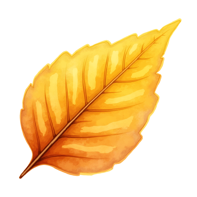 Free transparent PNG: Saffron-Leaf Watercolor Illustration with Golden Highlights