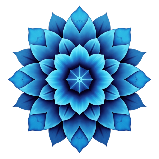 Free transparent PNG: Symmetrical Mandala with Cool Blues Geometric Design on Transparent Background