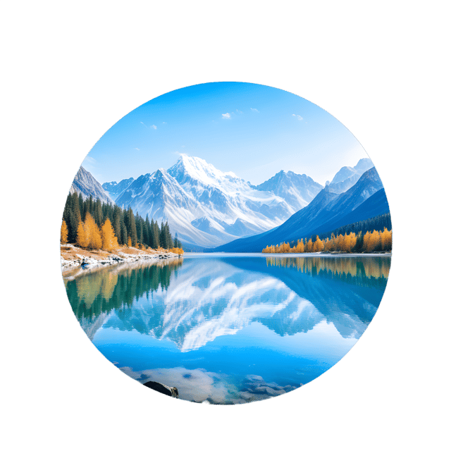 Free transparent PNG: Crystal-Clear Lake with Snow-Capped Mountains PNG for Nature and Landscape Imagery
