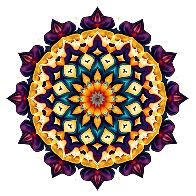 Free transparent PNG: Sacred Geometry Mandala with Spiritual Symbols on White Background