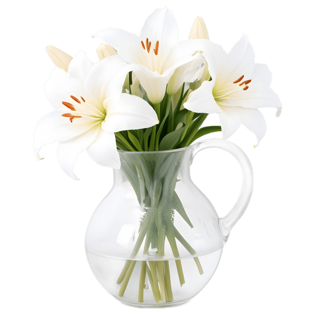 Free transparent PNG: White Lilies in Glass Pitcher Transparent Background PNG