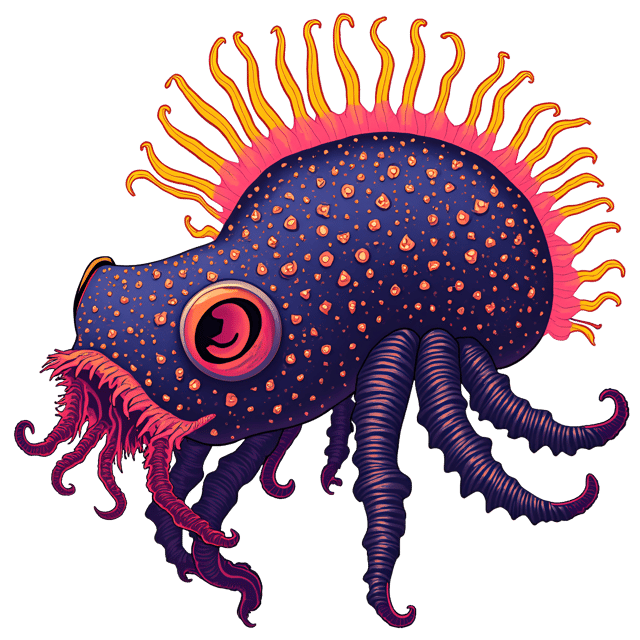 Free transparent PNG: Neon Pink and Yellow Deep-Sea Creature Illustration for Underwater Art and Decor