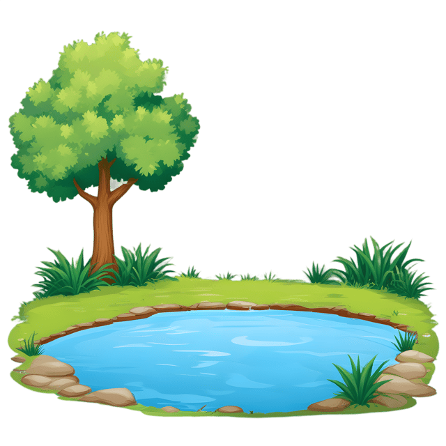 Free transparent PNG: Lush Greenery Pond PNG with Transparent Background for Nature and Decorative Use