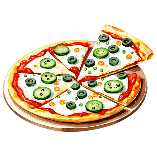 Free transparent PNG: Watercolor Vegetable Pizza Transparent PNG – Gentle Illustration for Food Design