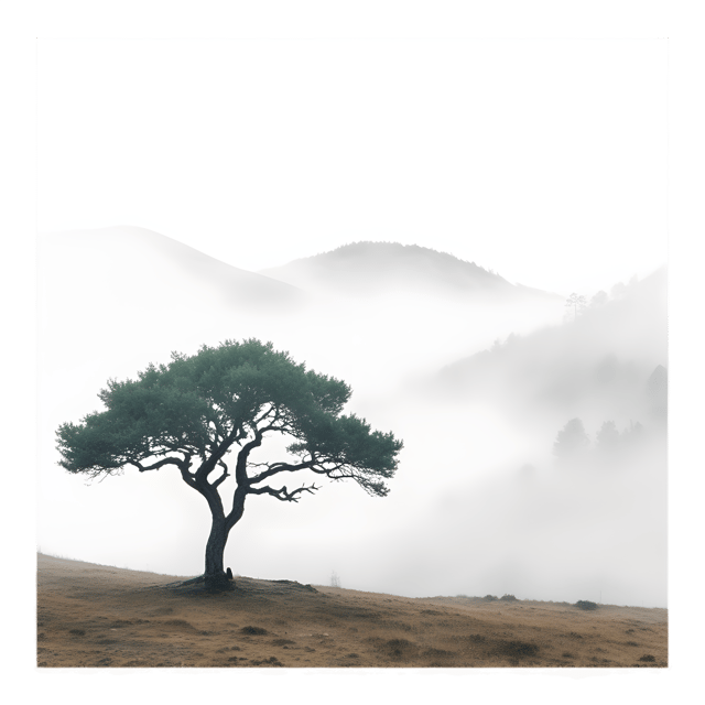 Free transparent PNG: Misty Valley with Ancient Trees Transparent Background PNG