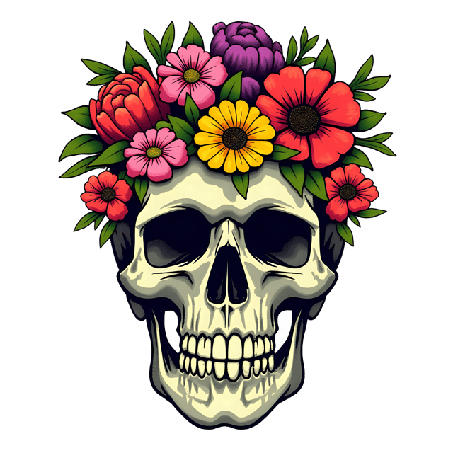 Free transparent PNG: Vibrant Bouquet Skull Image with Transparent Background