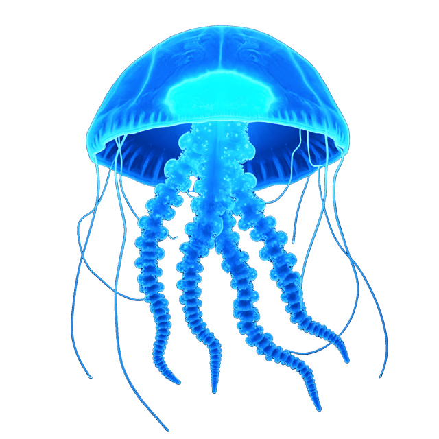 Free transparent PNG: Bioluminescent Jellyfish Illustration with Glowing Blue Tentacles