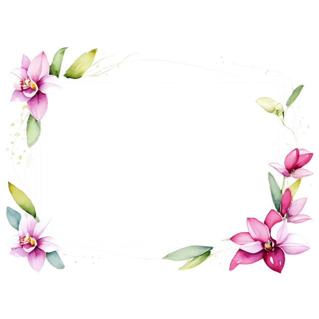 Free transparent PNG: Watercolor Orchid Bloom Frame – Transparent PNG Illustration