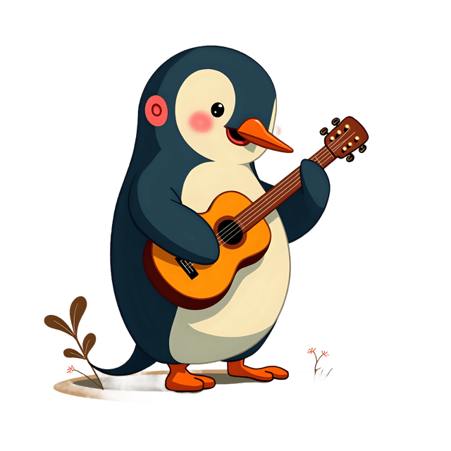 Free transparent PNG: Funny Penguin Playing Guitar PNG Transparent Background