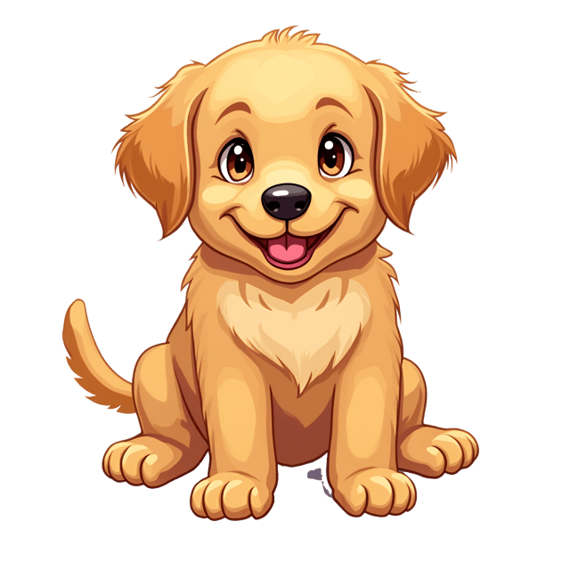 Free transparent PNG: Golden Retriever Puppy Illustration with Shiny Coat and Playful Eyes