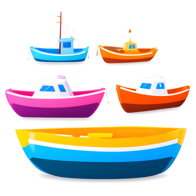 Free transparent PNG: Colorful Boats PNG on Transparent Background for Lagoon and Water Scene Design