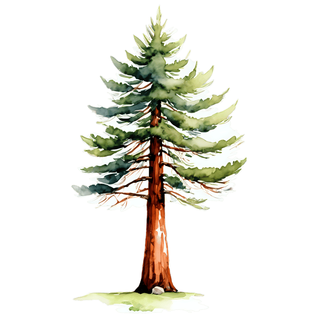 Free transparent PNG: Redwood Tree Watercolor Illustration – Transparent PNG for Artistic Designs