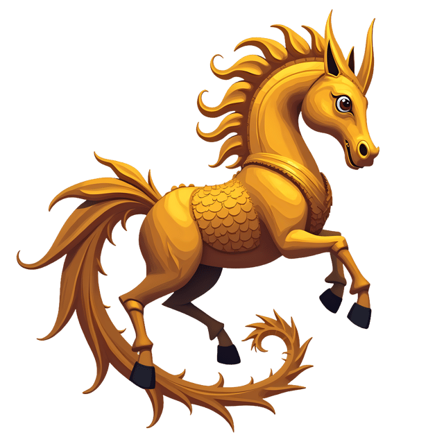 Free transparent PNG: Golden Armored Majestic Sea Horse PNG with Transparent Background