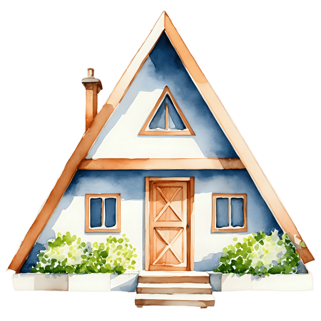 Free transparent PNG: A-frame House Watercolor Illustration - Transparent PNG for Architecture or Home Decor