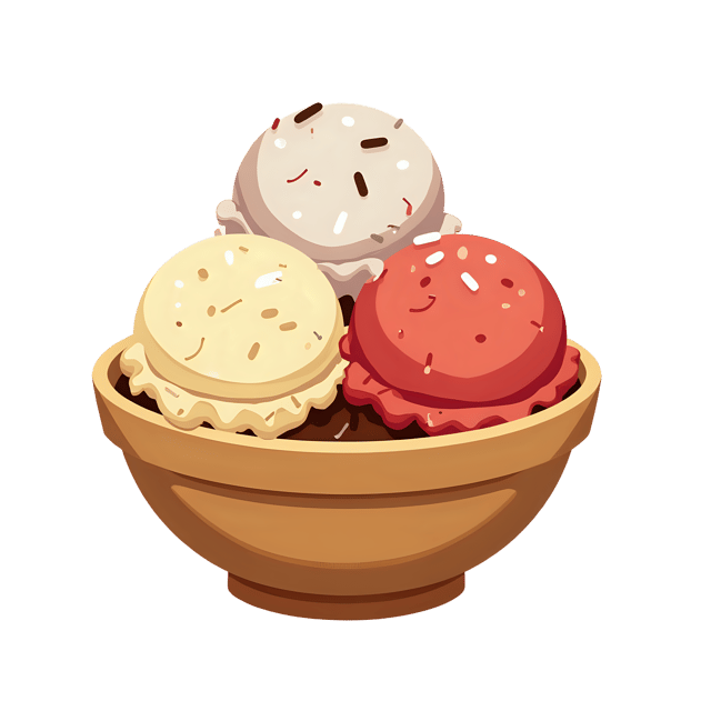 Free transparent PNG: Waffle Bowl with Triple Scoops  Dessert Clipart, free downloadable png
