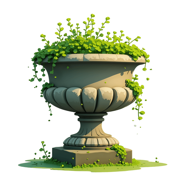 Free transparent PNG: Moss-Covered Urn  Nature Clipart, free transparent png download