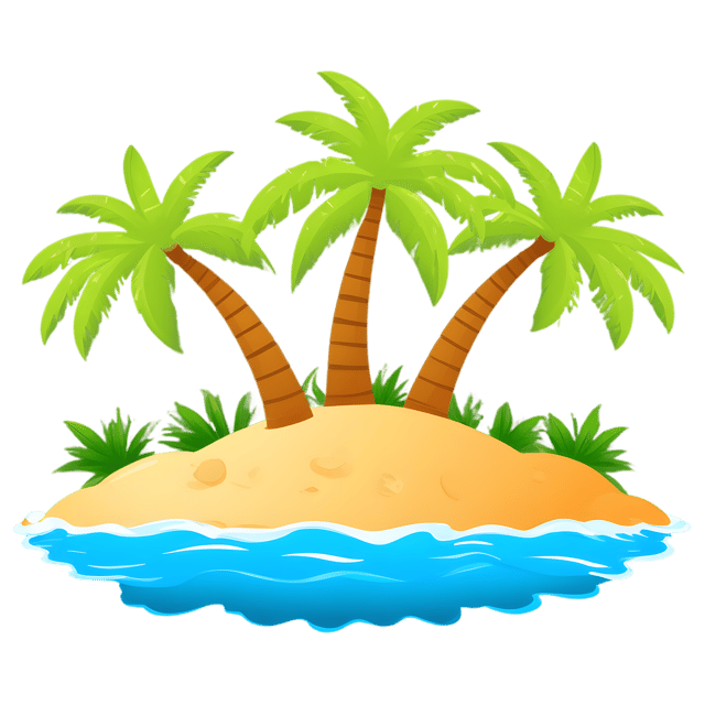 Free transparent PNG: Tropical Paradise with Coconut Trees PNG Background