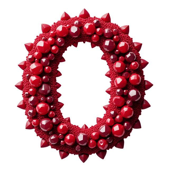 Free transparent PNG: Vibrant Ruby Letter O with Beaded Tassels PNG