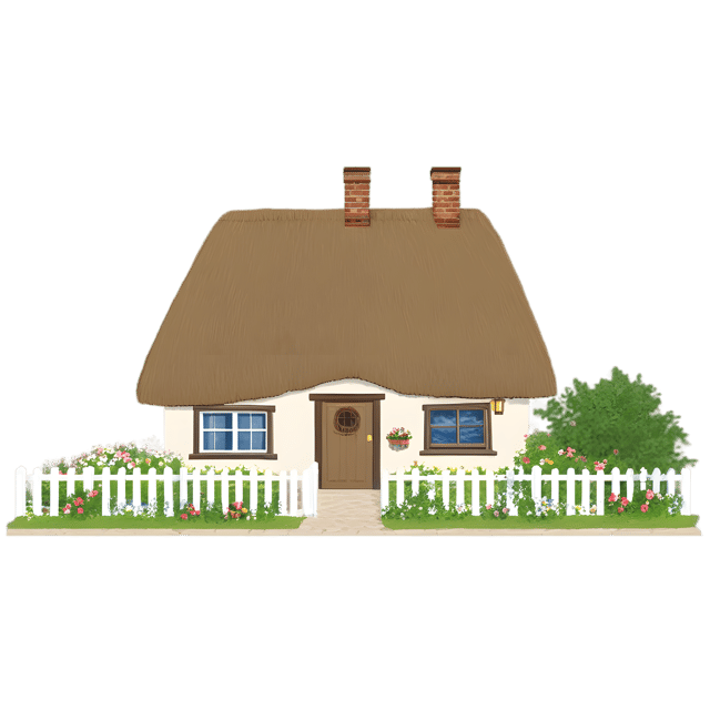 Free transparent PNG: Floral Thatched Cottage PNG with Transparent Background for Art and Design