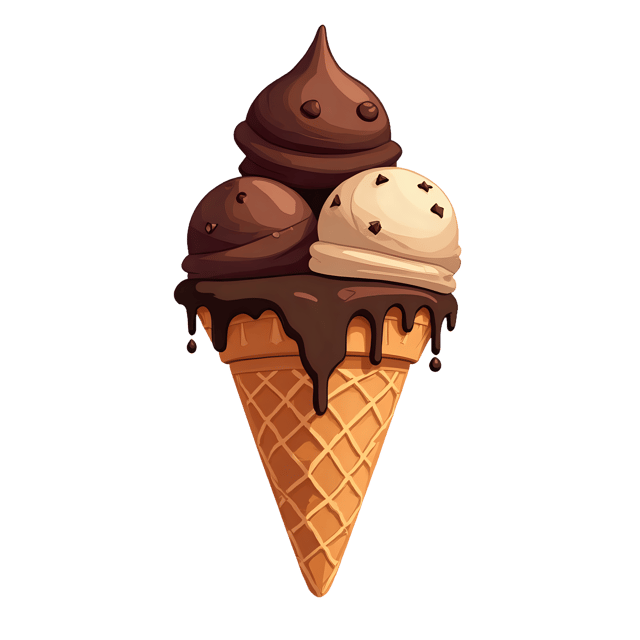 Free transparent PNG: Triple Scoop Cone with Dripping Fudge  Dessert Clipart, free downloadable png