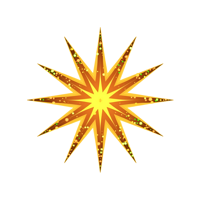 Free transparent PNG: Radiant Star-Shaped Decoration with Multi-Colored Lights on Transparent Background