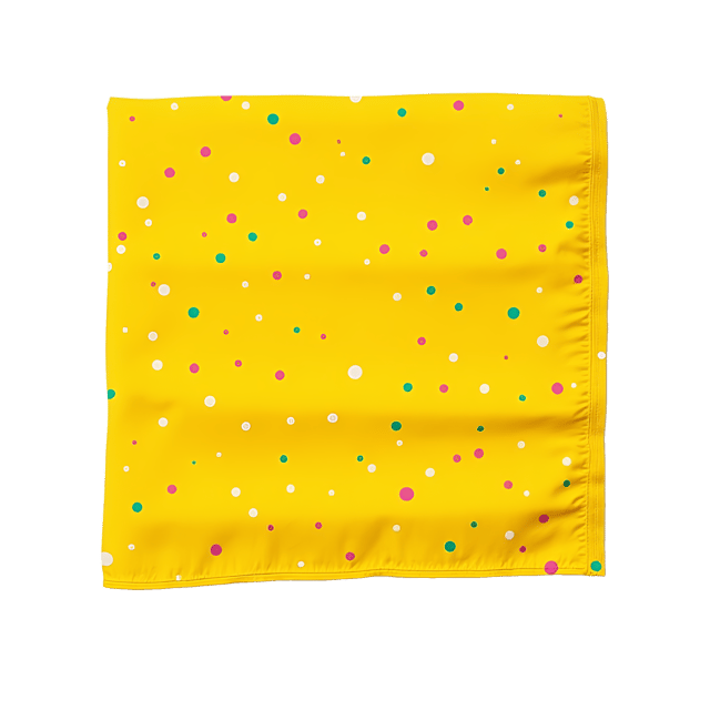 Free transparent PNG: Bright Yellow Cloth with Polka Dots Isolated on White Background - Realistic Illustration