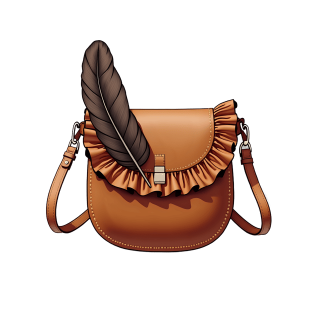 Free transparent PNG: Ruffled Feather Edge Across Leather Pouch  Unique Clipart Design, Free PNG Download